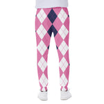 Pink Blue And White Argyle Pattern Print Scuba Joggers
