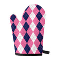 Pink Blue And White Argyle Pattern Print Single Oven Mitt