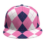 Pink Blue And White Argyle Pattern Print Snapback Cap