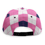 Pink Blue And White Argyle Pattern Print Snapback Cap