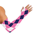 Pink Blue And White Argyle Pattern Print Sun Protection Arm Sleeves
