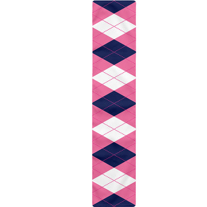 Pink Blue And White Argyle Pattern Print Table Runner