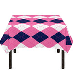 Pink Blue And White Argyle Pattern Print Tablecloth