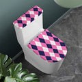 Pink Blue And White Argyle Pattern Print Toilet Lid And Tank Cover Set