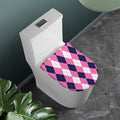Pink Blue And White Argyle Pattern Print Toilet Lid Cover