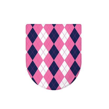 Pink Blue And White Argyle Pattern Print Toilet Lid Cover