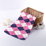 Pink Blue And White Argyle Pattern Print Towel