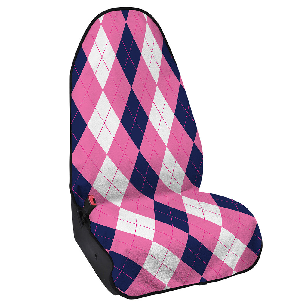 Pink Blue And White Argyle Pattern Print Waterproof Car Seat Cover