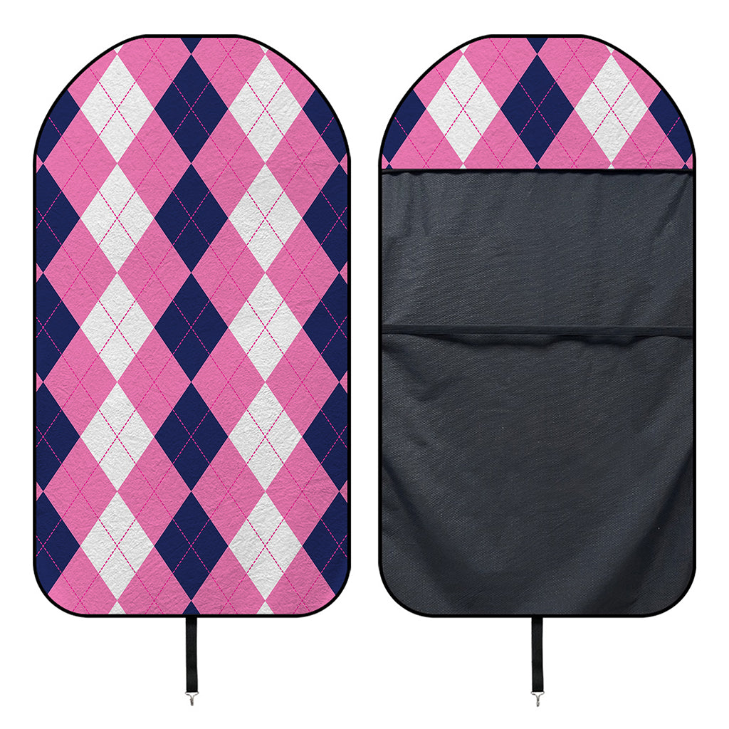 Pink Blue And White Argyle Pattern Print Waterproof Car Seat Cover