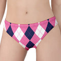 Pink Blue And White Argyle Pattern Print Women's Panties
