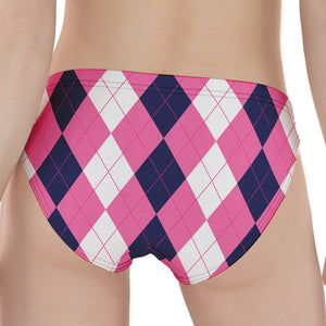 Pink Blue And White Argyle Pattern Print Women's Panties