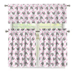 Pink Boston Terrier Plaid Print 3 Piece Kitchen Curtains