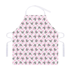 Pink Boston Terrier Plaid Print Adjustable Apron