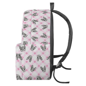 Pink Boston Terrier Plaid Print Backpack