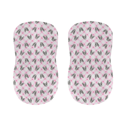 Pink Boston Terrier Plaid Print Bar Stool Covers