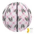 Pink Boston Terrier Plaid Print Basketball
