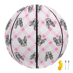 Pink Boston Terrier Plaid Print Basketball