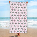 Pink Boston Terrier Plaid Print Beach Towel