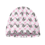 Pink Boston Terrier Plaid Print Beanie