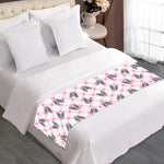 Pink Boston Terrier Plaid Print Bed Runner