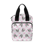 Pink Boston Terrier Plaid Print Bible Tote Bag