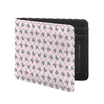 Pink Boston Terrier Plaid Print Bifold Wallet