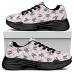 Pink Boston Terrier Plaid Print Black Chunky Shoes