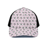 Pink Boston Terrier Plaid Print Black Mesh Trucker Cap