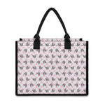 Pink Boston Terrier Plaid Print Canvas Tote Bag