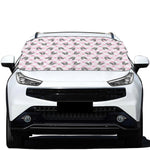 Pink Boston Terrier Plaid Print Car Windshield Snow Cover
