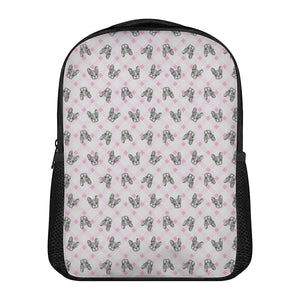 Pink Boston Terrier Plaid Print Casual Backpack