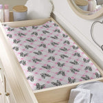 Pink Boston Terrier Plaid Print Changing Pad Cover