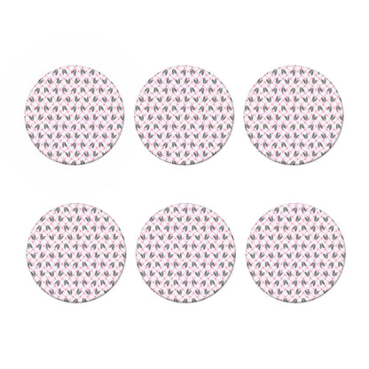Pink Boston Terrier Plaid Print Coaster Set