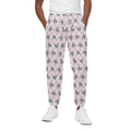 Pink Boston Terrier Plaid Print Cotton Sweatpants
