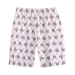 Pink Boston Terrier Plaid Print Cotton Shorts