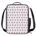 Pink Boston Terrier Plaid Print Crossbody Lunch Bag