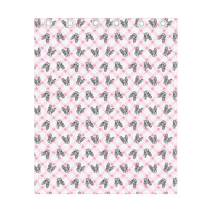 Pink Boston Terrier Plaid Print Curtain