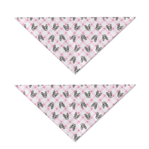 Pink Boston Terrier Plaid Print Dog Bandana