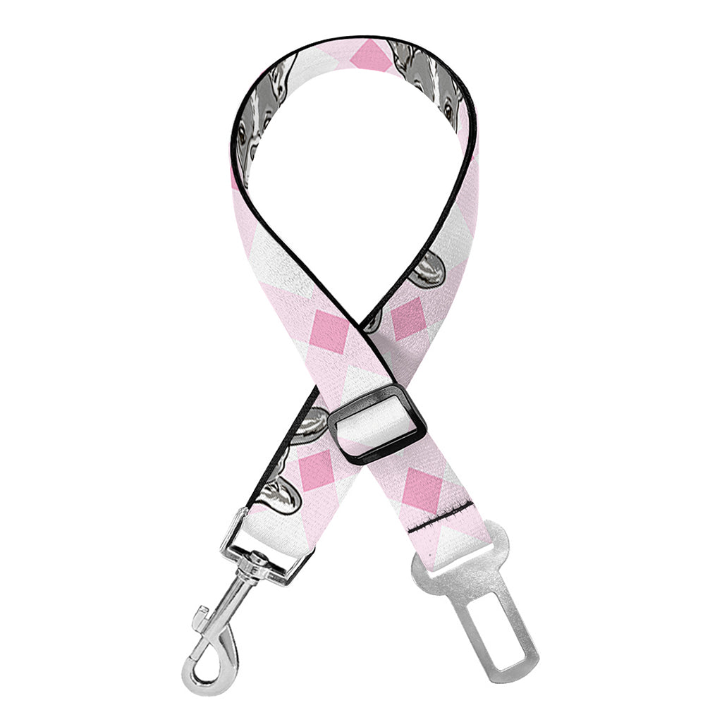 Pink Boston Terrier Plaid Print Dog Seat Belt