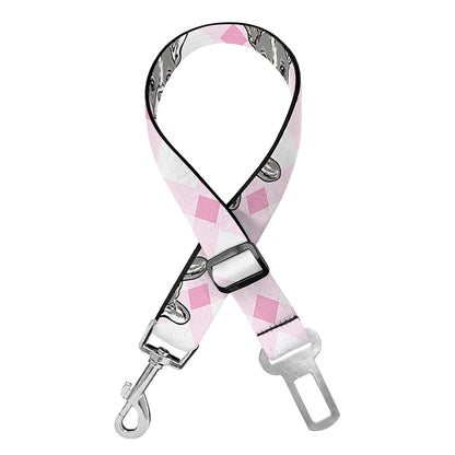 Pink Boston Terrier Plaid Print Dog Seat Belt