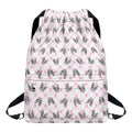 Pink Boston Terrier Plaid Print Drawstring Backpack