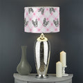 Pink Boston Terrier Plaid Print Drum Lamp Shade
