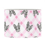 Pink Boston Terrier Plaid Print Drum Lamp Shade