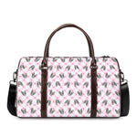 Pink Boston Terrier Plaid Print Duffle Bag