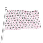 Pink Boston Terrier Plaid Print Flag