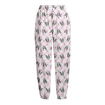 Pink Boston Terrier Plaid Print Fleece Lined Knit Pants