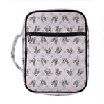 Pink Boston Terrier Plaid Print Front Pocket Bible Bag