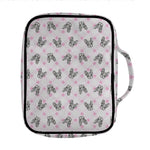 Pink Boston Terrier Plaid Print Front Pocket Bible Bag