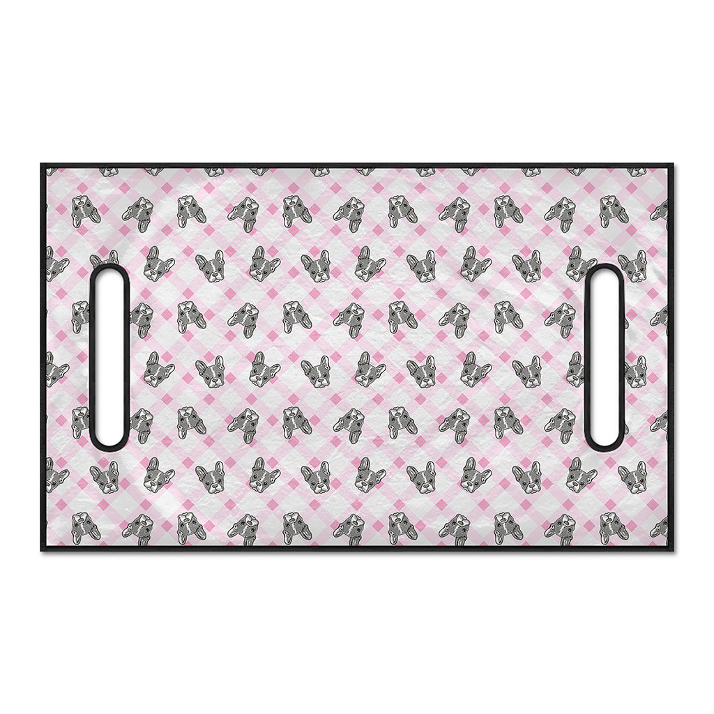 Pink Boston Terrier Plaid Print Golf Cart Seat Cover