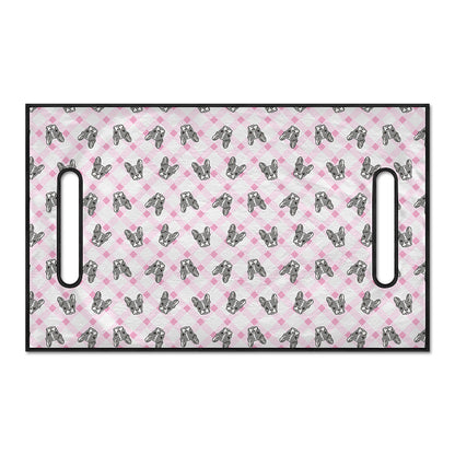 Pink Boston Terrier Plaid Print Golf Cart Seat Cover